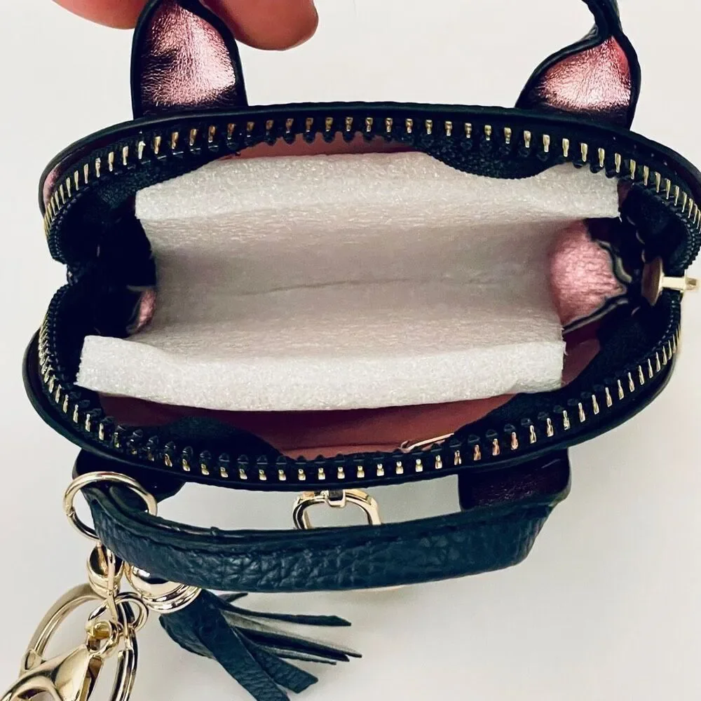 NWT Gorgeous Black Pu Leather Purse Bag Charm Lobster Keyring Keyring Keyholder!